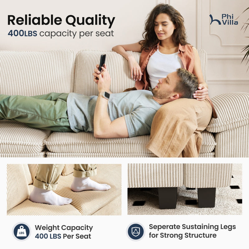 Cloud-like Living Room Sofa Couch Modular Sectional Corduroy Large Set