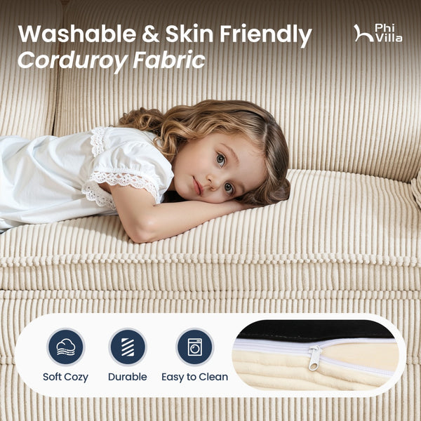 Briar Cloud-like Living Room Sofa Couch Modular Sectional Corduroy Set