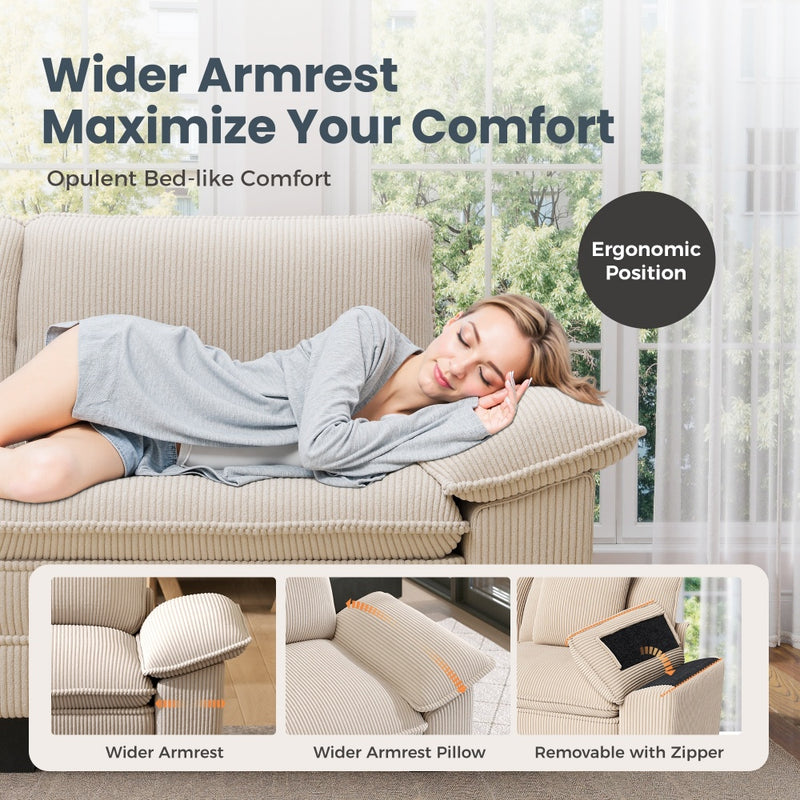 Cloud-like Living Room Sofa Couch Modular Sectional Corduroy Set