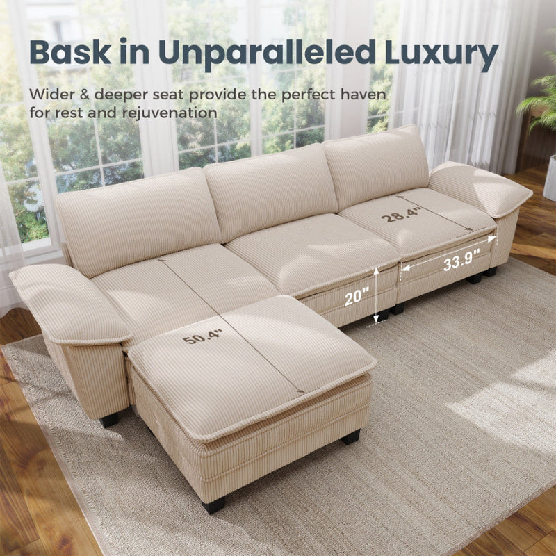Cloud-like Living Room Sofa Couch Modular Sectional Corduroy Large Set