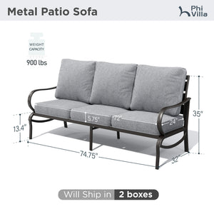 Patio Metal Loveseat-Add-On Couch for Wave Sofa Set
