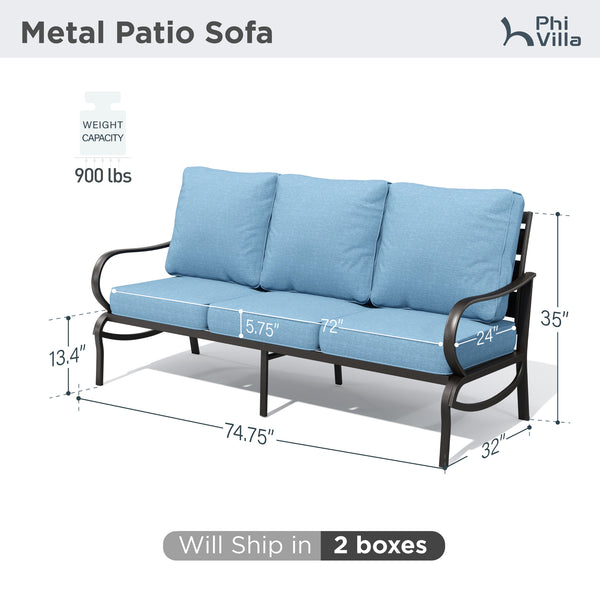 Patio Metal Loveseat-Add-On Couch for Wave Sofa Set