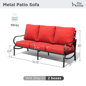 Patio Metal Loveseat-Add-On Couch for Wave Sofa Set