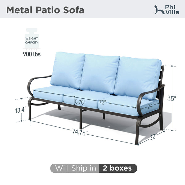 Patio Metal Loveseat-Add-On Couch for Wave Sofa Set