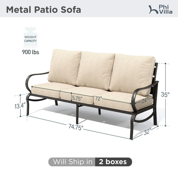Patio Metal Loveseat-Add-On Couch for Wave Sofa Set