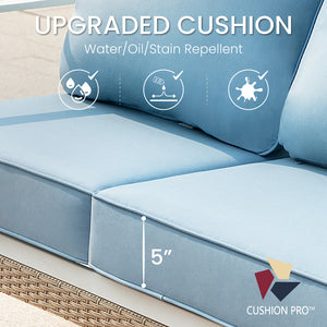 4-Seater Patio Metal All-White Sofa Set with Rattan Edge for Sale