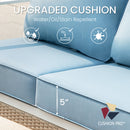 7-Seater Patio Metal All-White Sofa Set with Rattan Edge for Sale