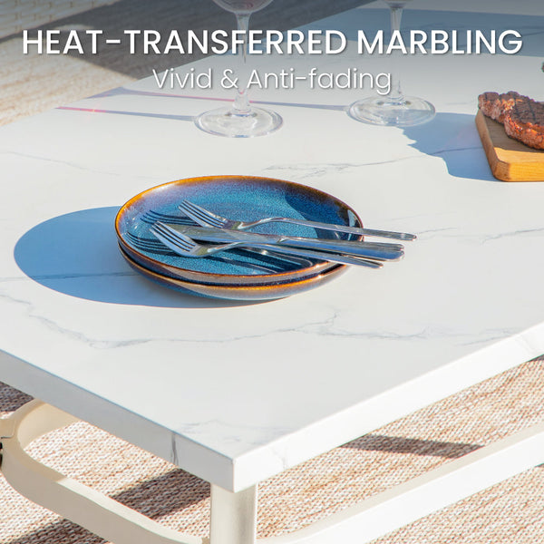 7-Seater Patio Metal All-White Sofa Set with Rattan Edge for Sale