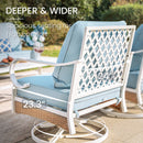 7-Seater Patio Metal All-White Sofa Set with Rattan Edge for Sale