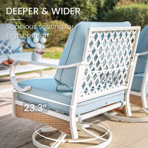 7-Seater Patio Metal All-White Sofa Set with Loveseat for Sale