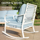 4-Seater Patio Metal All-White Sofa Set with Rattan Edge for Sale