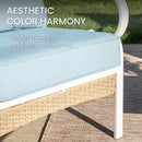 5-Seater Patio Metal All-White Sofa Set with Rattan Edge for Sale