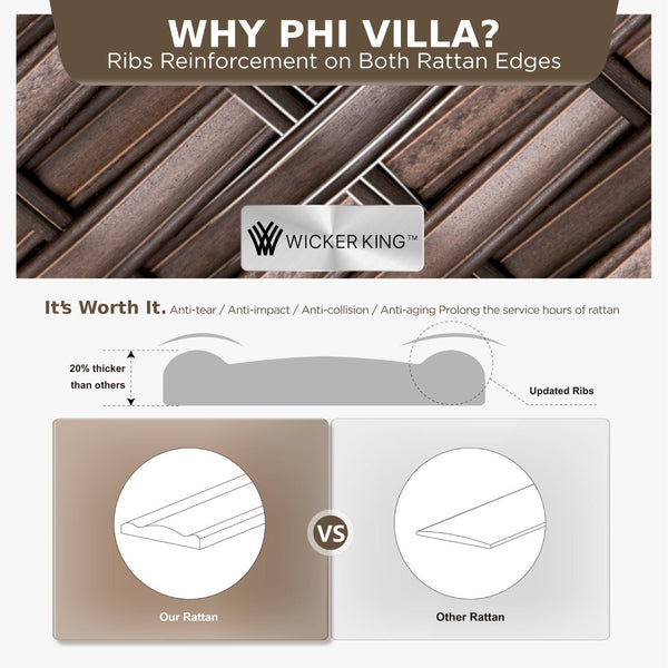 Phi Villa 9-Seater Patio Wicker Sofa With Multi-functional Ottomans