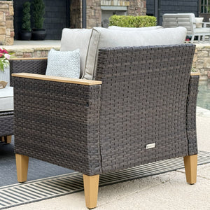 Phi Villa 9-Seater Patio Wicker Sofa With Multi-functional Ottomans