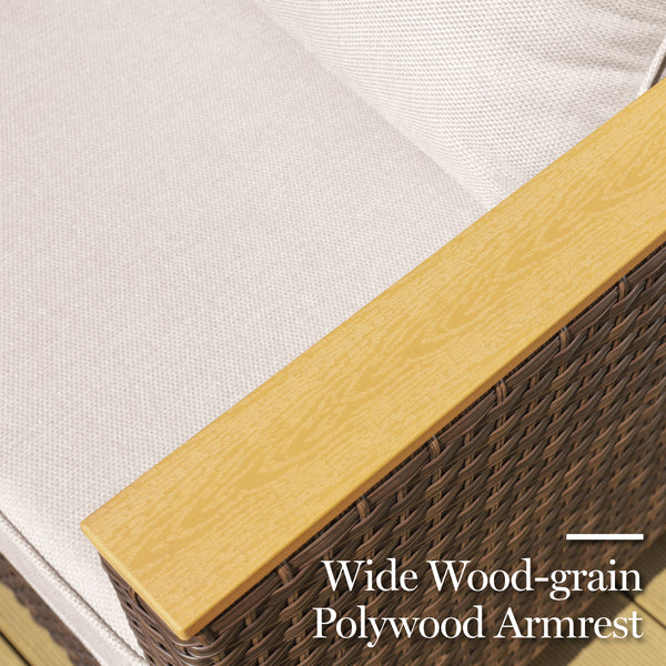 Phi Villa 9-Seater Patio Wicker Sofa With Multi-functional Ottomans