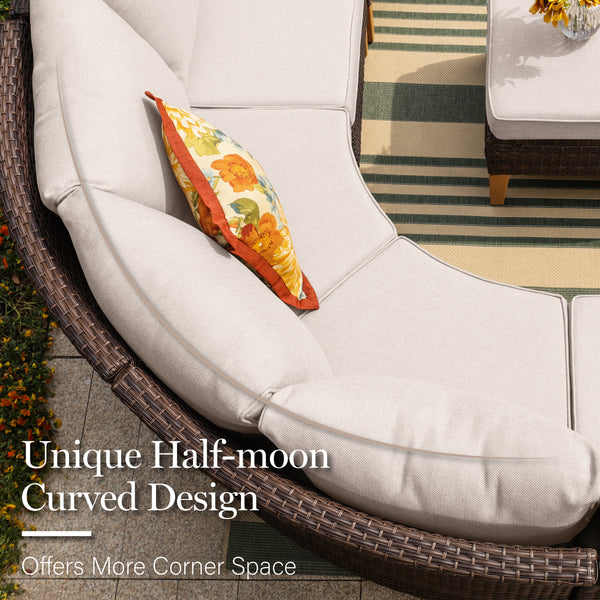 Phi Villa 9-Seater Patio Wicker Sofa With Multi-functional Ottomans