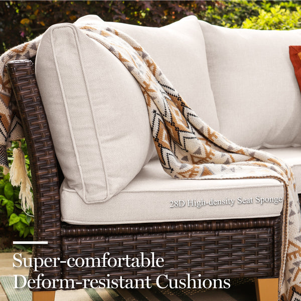 Phi Villa 9-Seater Patio Wicker Sofa With Multi-functional Ottomans