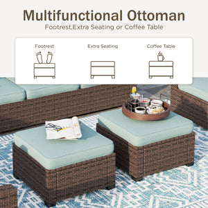 Phi Villa 9-Seater Outdoor Rattan Conversation Sofa Set With Love Seat