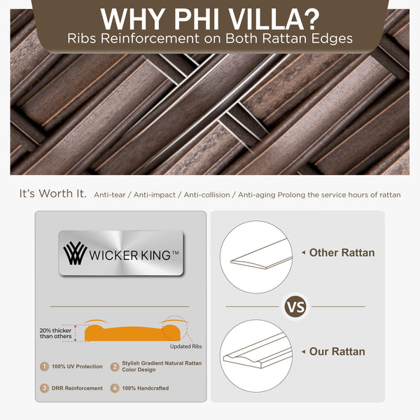 Phi Villa 9-Seater Patio Wicker Conversation Sofa Set With Ottomans