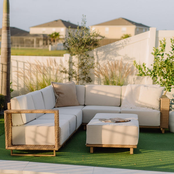 Catalina Modern L-Shaped Patio Modular Sectional Rattan Sofa Set