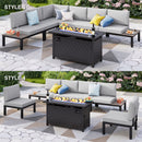 6-Seater L-Shaped Sectional Sofa Set with Gas Fire Pit Table