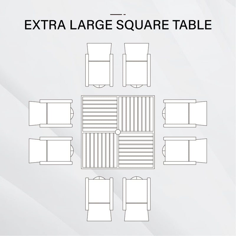 9-Piece Patio Dining Set with 60" Large Square Table for Garden, Big Family PHI VILLA