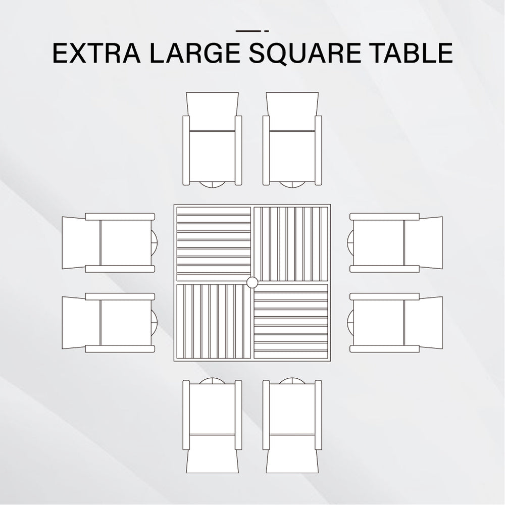 Diamond 8-Seat Patio Dining Set with Farmhouse Style Wood-like Table