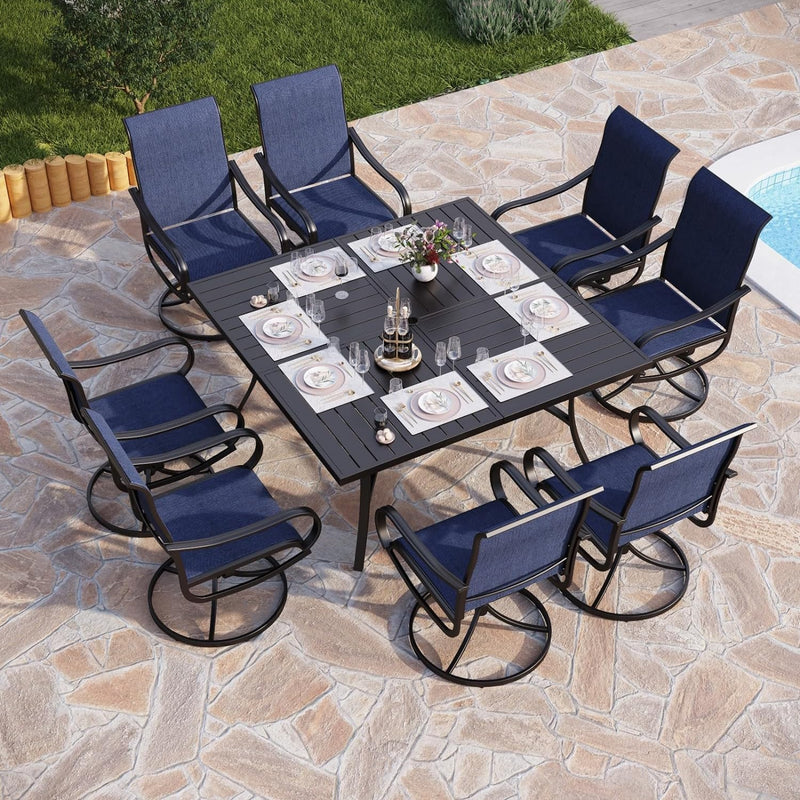 Capacious 9-Piece Patio Dining Set with 60" Square Table for Backyard, Family Reunion PHI VILLA