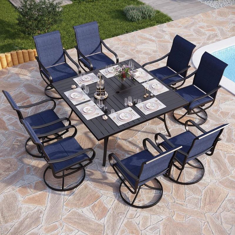 Capacious 9-Piece Patio Dining Set with 60" Square Table for Backyard, Family Reunion PHI VILLA