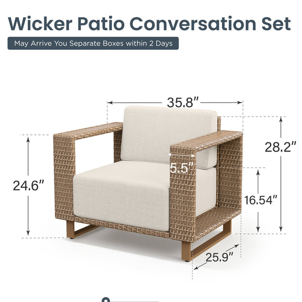 1 Piece Rattan Armchair-Add-on Piece for Catalina Sofa Set