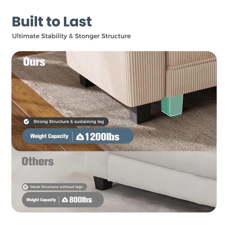 Cloud-like Living Room Sofa Couch Modular Sectional Corduroy Large Set
