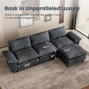 Chenille Living Room Sofa Couch Cloud-like Modular Sectional with Ottoman