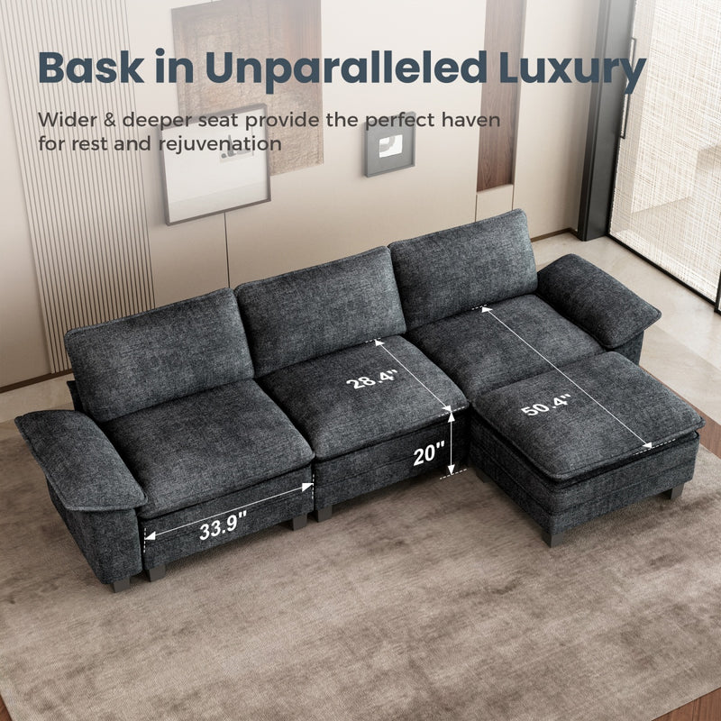Phi Villa Large Living Room Sofa Couch Chenille with Ottoman