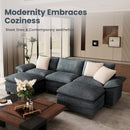 Chenille Living Room Sofa Couch Cloud-like Modular Sectional with Ottoman