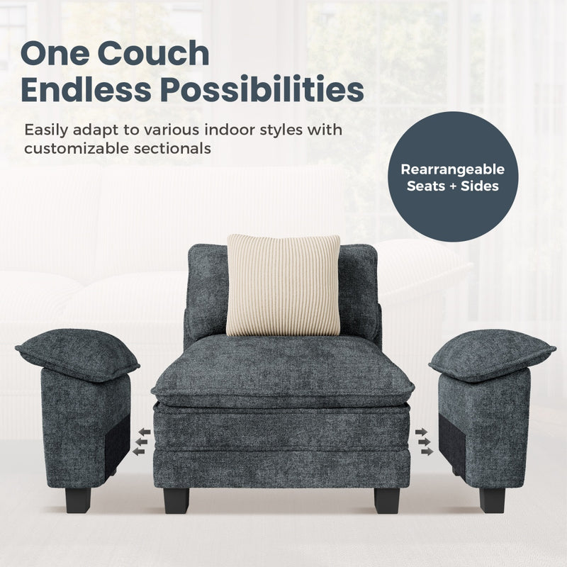 Phi Villa Living Room Chenille Cloud-like Couch Sofa Large Set