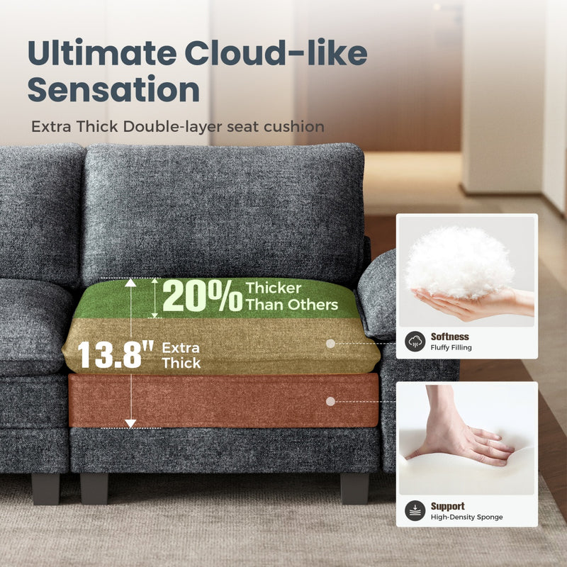 Phi Villa Living Room Chenille Cloud-like Couch Sofa Large Set