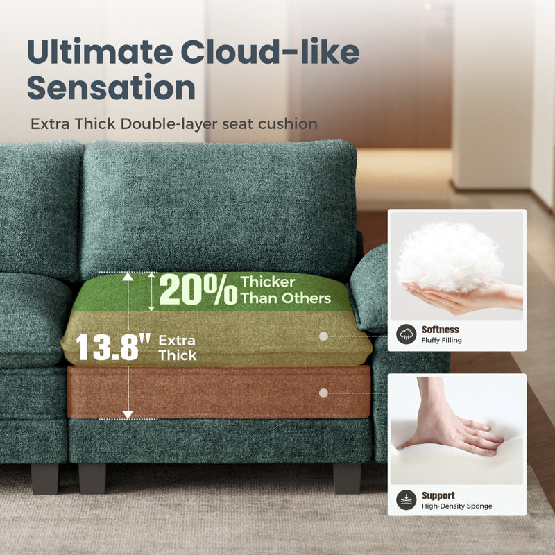 Phi Villa Living Room Chenille Cloud-like Couch Sofa Large Set