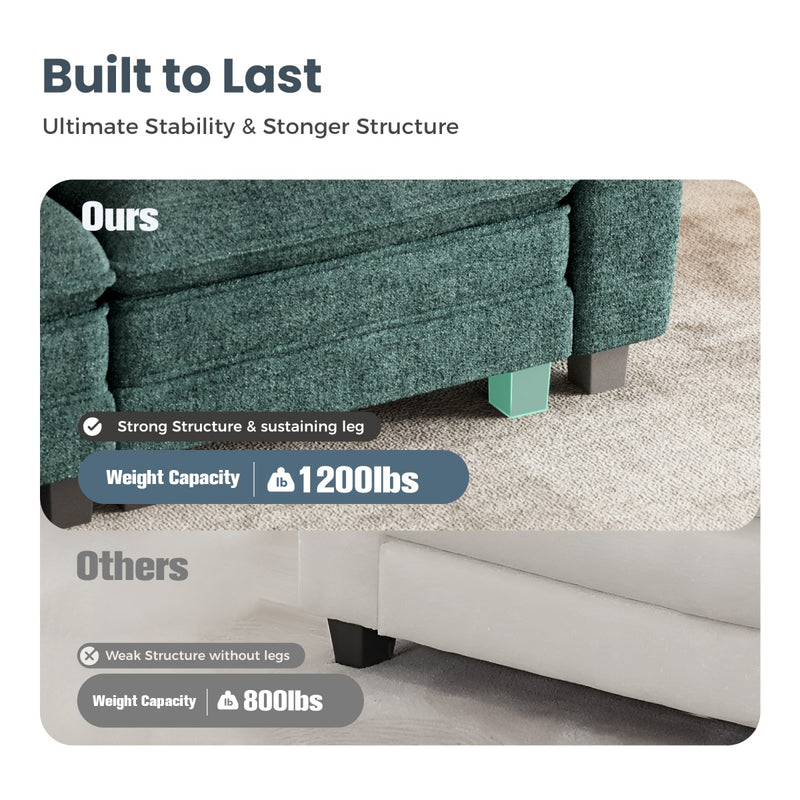 Phi Villa Living Room Chenille Cloud-like Couch Sofa Large Set