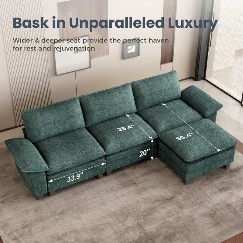 Phi Villa Large Living Room Sofa Couch Chenille with Ottoman