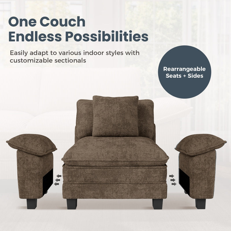 Phi Villa Living Room Chenille Cloud-like Couch Sofa Large Set