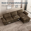 Chenille Living Room Sofa Couch Cloud-like Modular Sectional with Ottoman