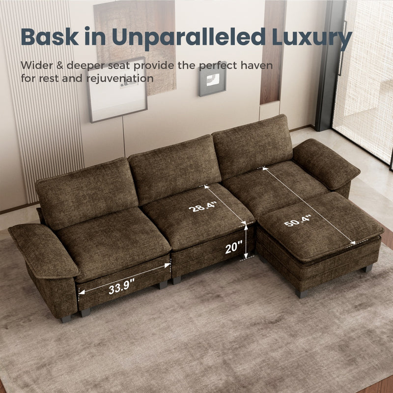 Phi Villa Large Living Room Sofa Couch Chenille with Ottoman