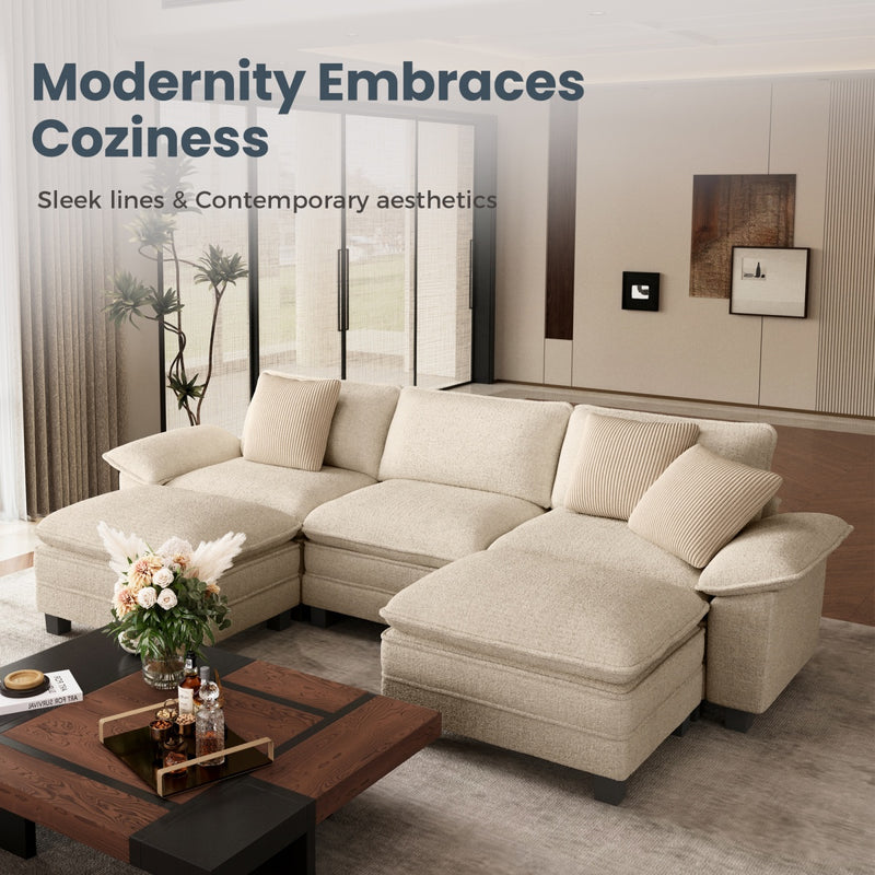 Phi Villa Large Living Room Sofa Couch Chenille with Ottoman