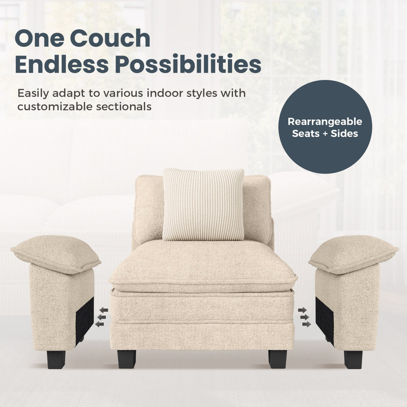 Phi Villa Living Room Chenille Cloud-like Couch Sofa Large Set