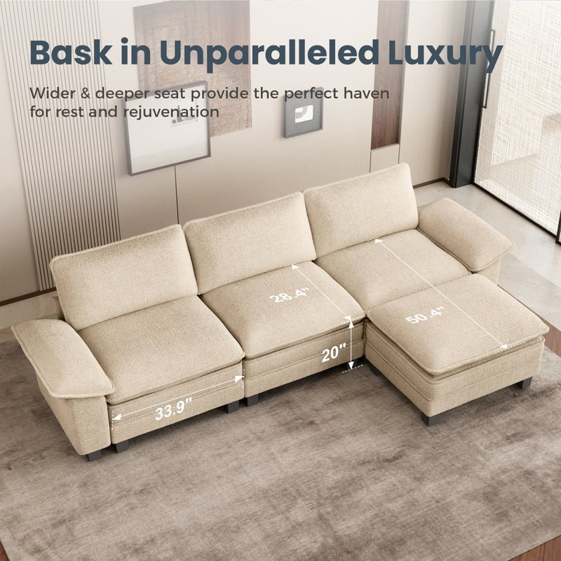 Phi Villa Large Living Room Sofa Couch Chenille with Ottoman