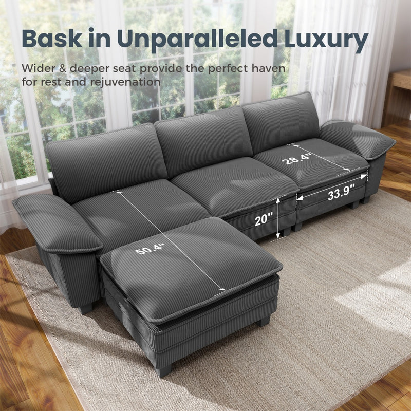 Cloud-like Living Room Sofa Couch Modular Sectional Corduroy Large Set