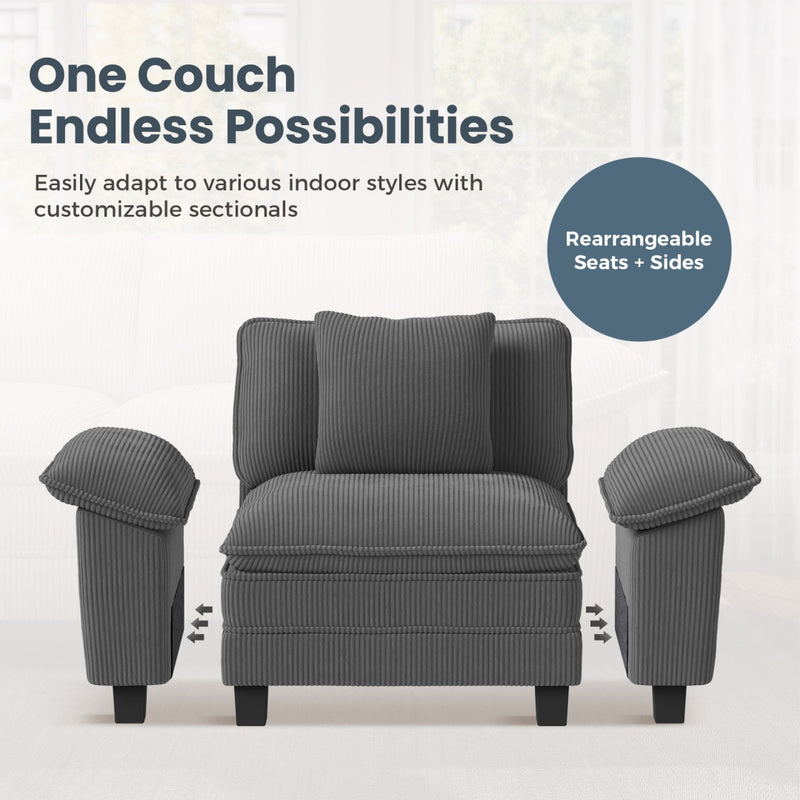 Cloud-like Living Room Sofa Couch Modular Sectional Corduroy Large Set