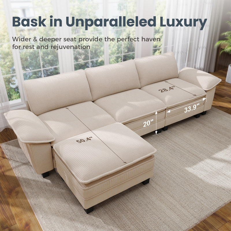Cloud-like Living Room Sofa Couch Modular Sectional Corduroy Large Set