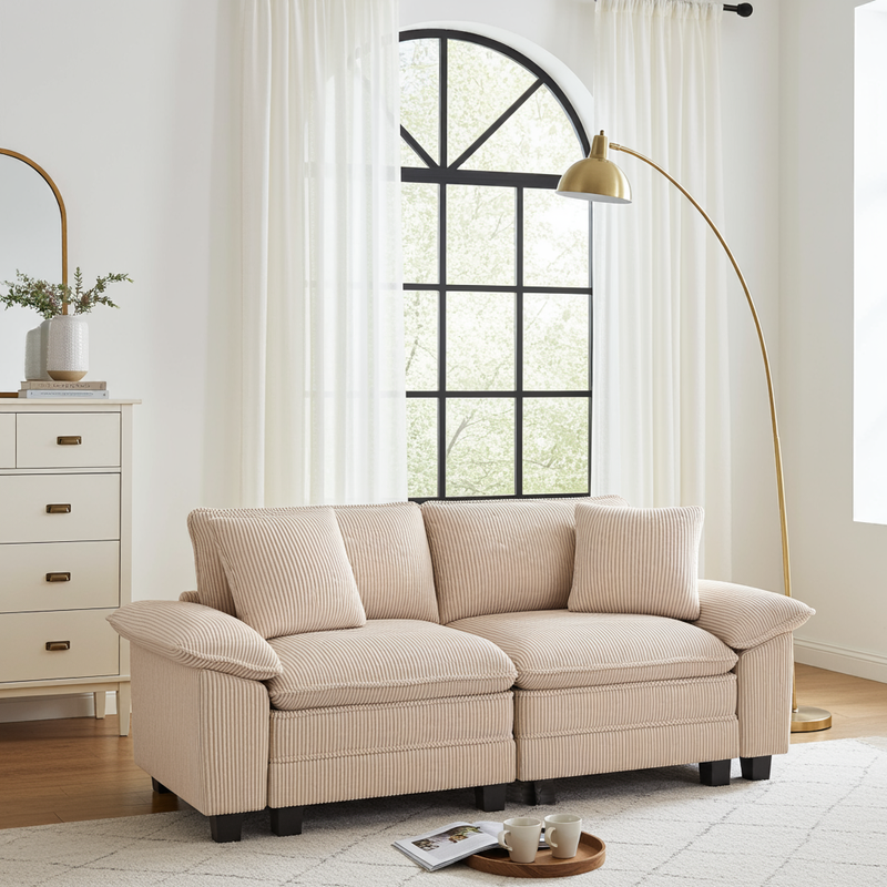 Cloud-like Living Room Sofa Couch Modular Sectional Corduroy Set