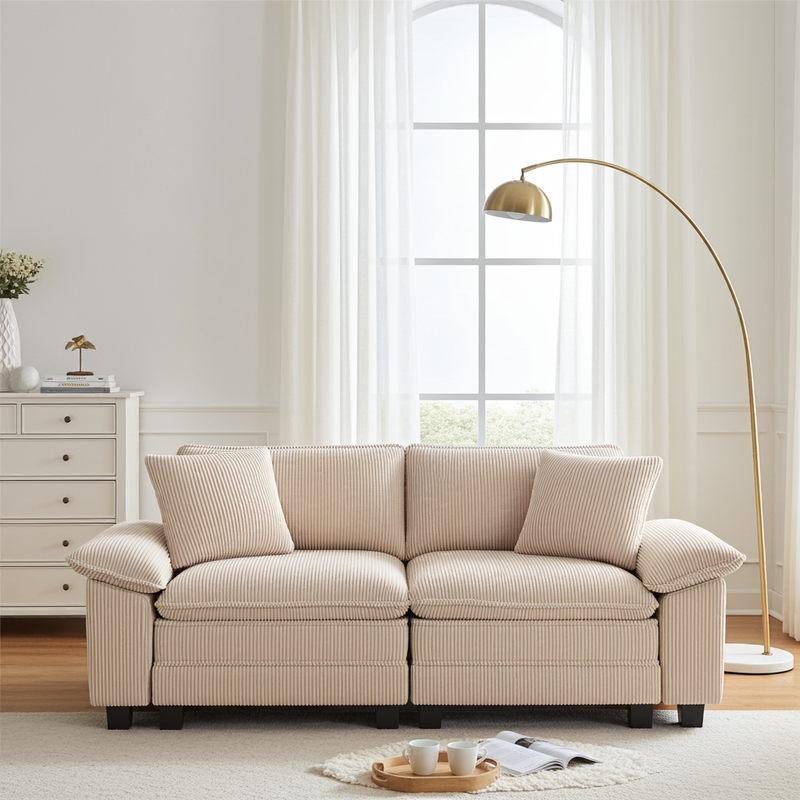 Cloud-like Living Room Sofa Couch Modular Sectional Corduroy Set